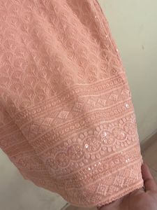 Embroidered Peach Kurti
