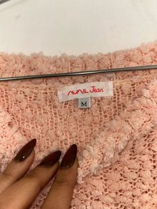 Soft Blush Teddy Knit Oversized Top (M)