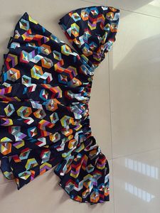 Colorful Geometric Print Top
