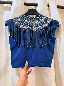 Elegant Blue Embellished Blouse