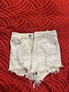 White Ripped Denim Shorts