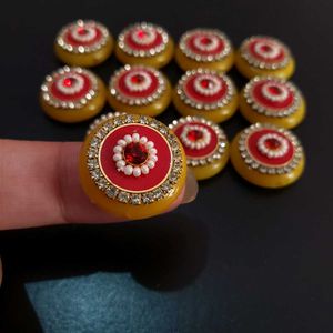 yellow and red diamond embellishment