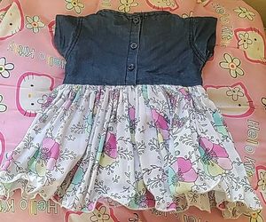 Denim &amp; Floral Baby Dress