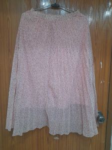 Pink Floral Pleated Skirt