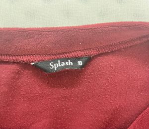 Splash Quarter Sleeves Stones Embedded Magenta Top
