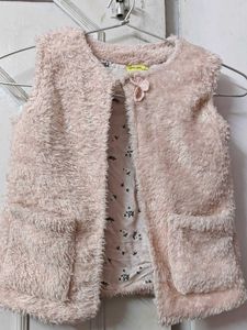 Peach Fur Half Jacket/ Coat For Girls
