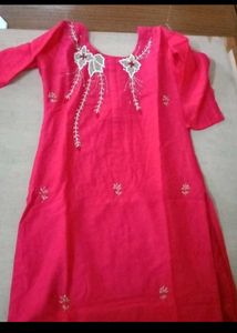 red cutdana work kurta