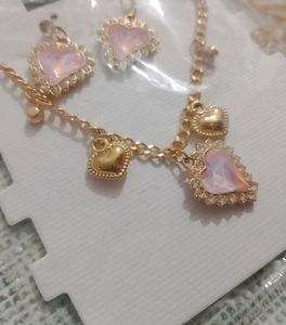 Pink Heart Jewelry Set