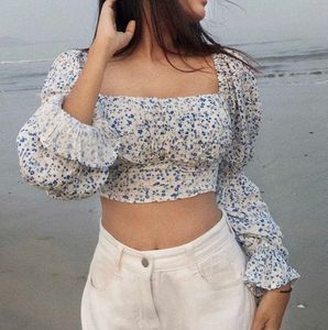 Floral Long Sleeve Crop Top