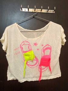 Crop Top with 3D Neon Shoe Lace Design
