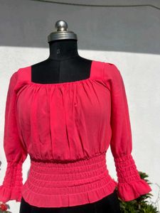 Chic Pink Smocked Blouse