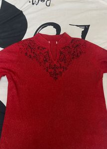 Vintage Red Embellished Top