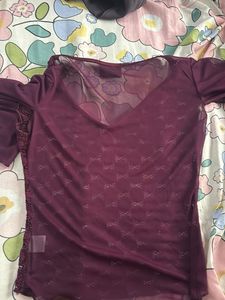 Burgundy Lace Long Sleeve Top