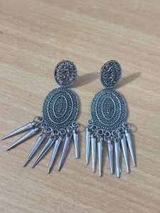 Oxidized Silver Drop Earrings