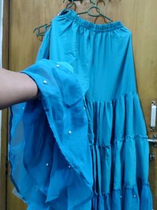 Blue Floral Embroidered Kurta and sharara Set🌹