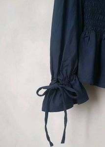 Cute Navy Blue Peplum Top