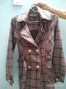 BROWN CHECKERED LONG JACKET