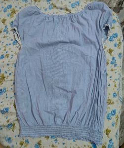 Blue Tie-Front Blouse