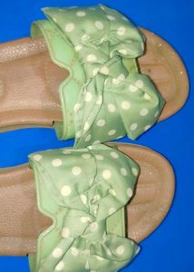 Golden Slipper With Green Flower DotWork