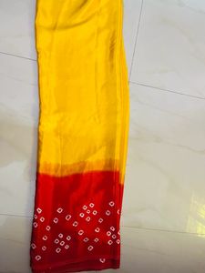 Rajasthani Yellow red Bandhini Saree