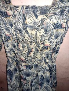 Tropical Print Smocked Dress