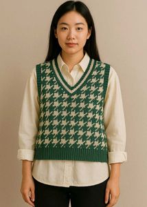 KOREAN Houndstooth Sweater Vest