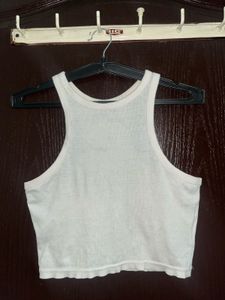 White Ribbed Tank Top