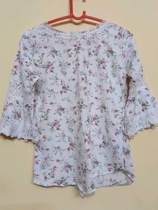 Floral Lace Trimmed Top
