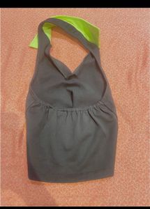 disrupt black &amp; Neon Green Halter Top