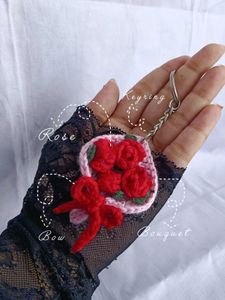 Crochet Rose Bouquet Keychain