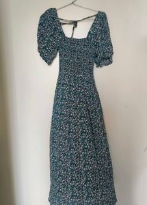 Floral Print Smocked Midi Dress