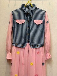 Striped Denim &amp; Pink Dress
