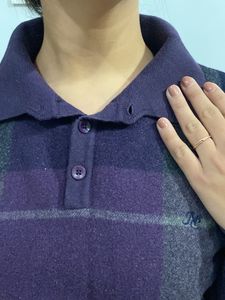 Purple Plaid Knit Polo