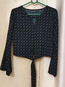Dressberry Trendy Print Black Crop Top Ov