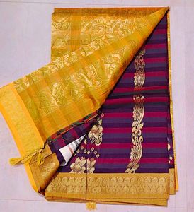 Elegant Yellow &amp; Purple Saree