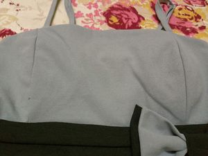 Blue Dress with Black Ribbon