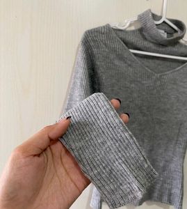 Ribbed Grey Top