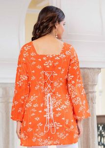 Orange Floral Print Tunic size available XS TO XXL