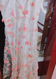 Floral White Ethnic Gown