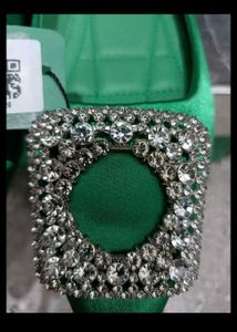 Elegant Green Embellished Flats