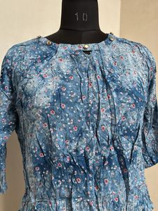 Blue Floral Print Top
