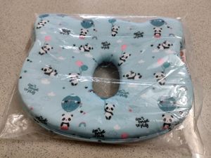 kossto Memory Foam Baby Head Shaping Pillow, Baby Pillow for Preventing Flat Head Syndrome, Apple Shape, Baby Panda Print (Light Navy Blue)(Pack of 1)