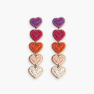 Heart Beaded Dangle Earrings💚