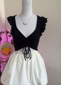 Black Ruffle Crop Top