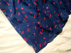 Blue Cherry Print Dress