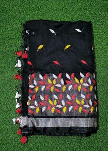 Leaf Handloom Saree - Black
