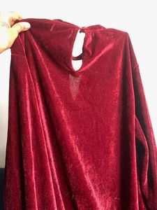 Burgundy Velvet Long Sleeve Top