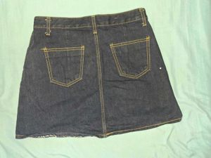 Casual Navy Denim Skirt
