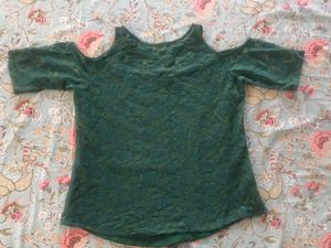 Cold Shoulder Net Top
