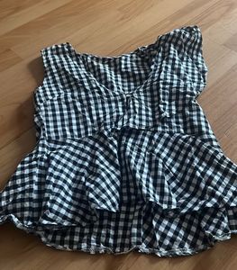 Cute Peplum Gingham Style Top
